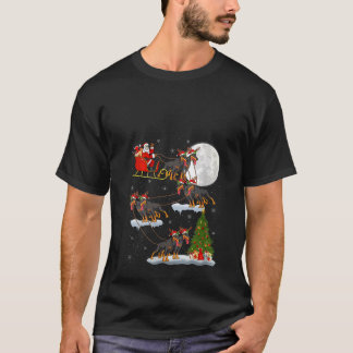 T-shirt Femmes Xmas Lumières Arbre Drôle Père Noël équitat