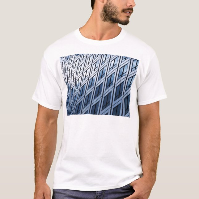 T-shirt Fenêtres abstraites bleu gris (Devant)