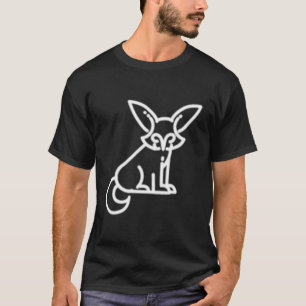 T-shirt Fennec Fox Animal Badge Patch Line Art Icon Outlin