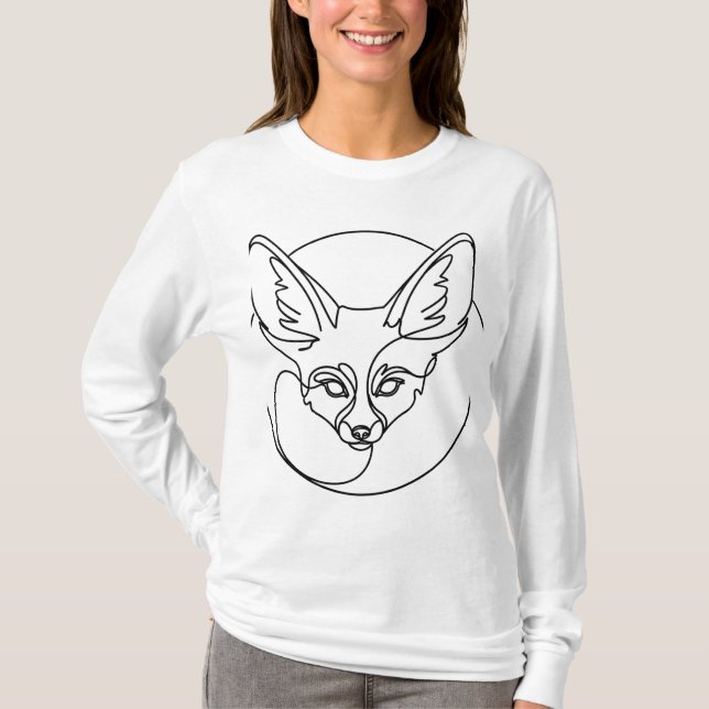 T-shirt Fennec Fox minimal Art Line (Devant)