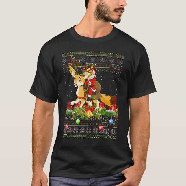 T-shirt Fennec Fox   Ugly Santa Riding Fennec Fox Christma (Devant)