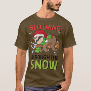 T-shirt Fente à travers la neige drôle Sloth ChristmasMen