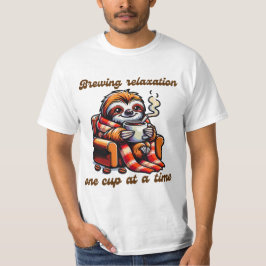 T-shirt Fente cosy Sirotant Une Illustration De Café Chaud