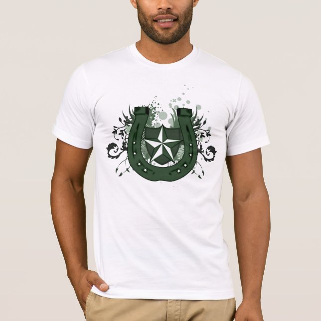 T-shirt fer à cheval chanceux. de haute fidélité (Devant)