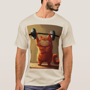 T-shirt Fer Will : Les Poids De Levage Du Chat Rouge