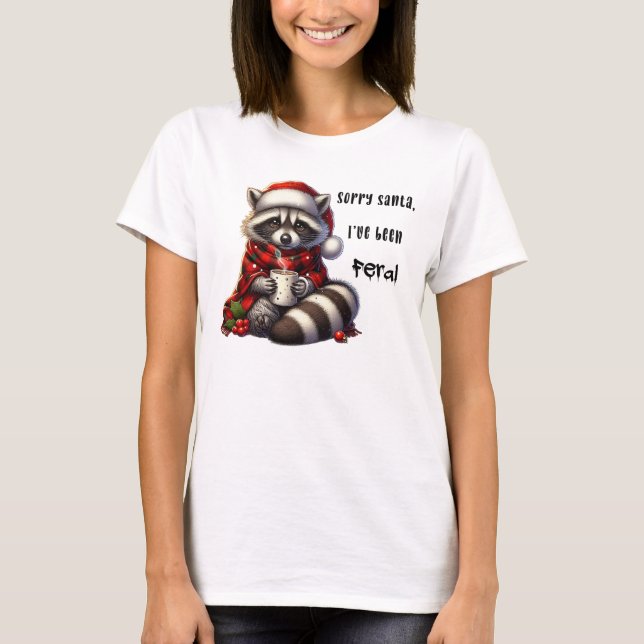 T-shirt Feral Christmas Raccoon Holiday (Devant)