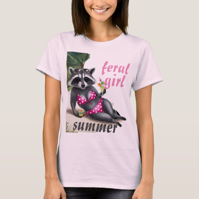 T-shirt Feral girl été Raccoon Chemise (Devant)