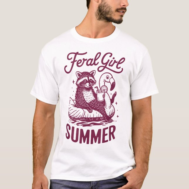 T-shirt Feral Girl été Raccoon Vacay Trash Panda été (Devant)