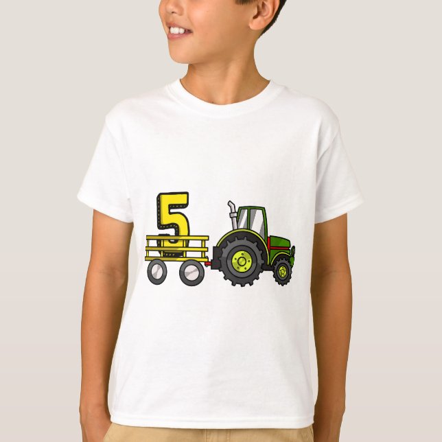 T-shirt Ferme 5 ans Barnyard Boys 5e Anniversaire Tracteur (Devant)