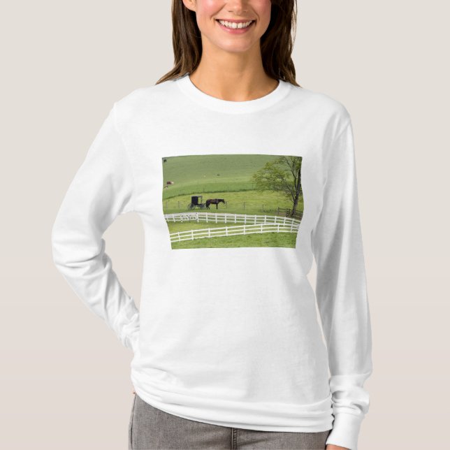T-shirt Ferme Amish avec cheval et buggy près de Berlin, (Devant)