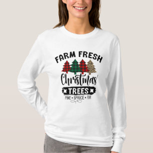 T-shirt Ferme arbre frais signe chirstmas arbre plaid chem