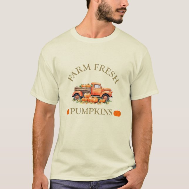 T-shirt Ferme citrouilles d'aquarelle fraîche automne (Devant)