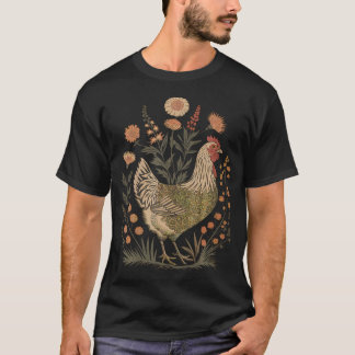 T-shirt Ferme d'art floral de poulet Amateur de poulet