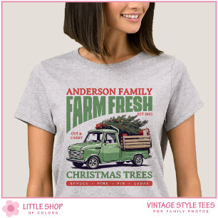 T-shirt Ferme de camions vintage Arbres de Noël frais de l