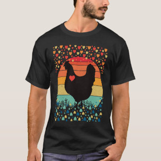 T-shirt Ferme de coeur d'amour de poulet Saint-Valentin Ré
