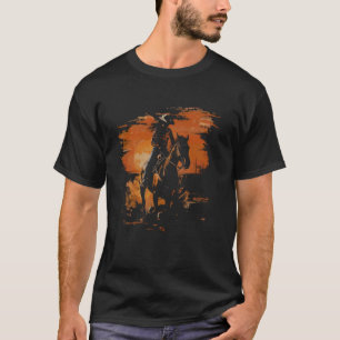 T-shirt Ferme de fille amoureuse de cheval au coucher du s