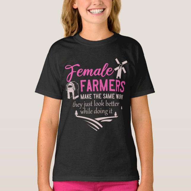 T-shirt Ferme Fille Animaux Femme Farmer Rancher Fille (Devant)