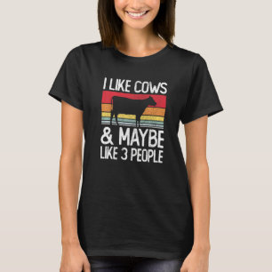 T-shirt Ferme J'aime Les Vaches Et Peut-être J'aime 3 Pers