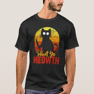 T-shirt Ferme ta Gueule de Chat d'Halloween Sanglant Avec