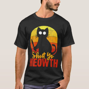 T-shirt Ferme ta Gueule de Chat d'Halloween Sanglant avec
