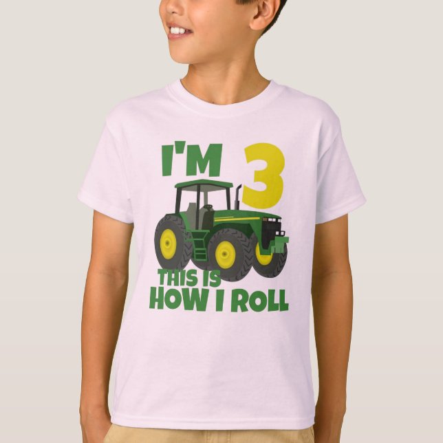 T-shirt Ferme Tracteur vert 3e fête d'anniversaire Farmer  (Devant)