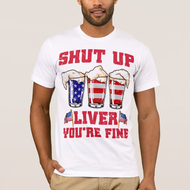 T-SHIRT FERMEZ LE FOIE VOUS ÊTES FINS ROUGE BLANC BLEU (Devant)