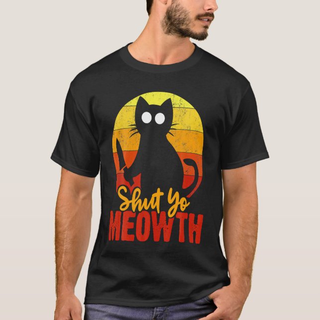 T-shirt Fermez Votre Chat Halloween Gory Meowth Avec Mur C (Devant)