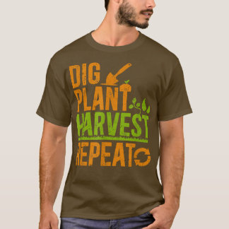 T-shirt Fermier Creuser Récolte Plante Répétition Agricole