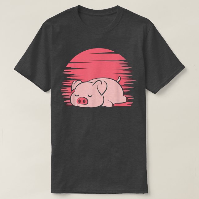 T-shirt Fermier de cochon couché Lazy Piggy (Design devant)