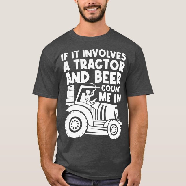 T-shirt Fermier de tracteur de bière (Devant)