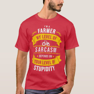 T-shirt Fermier Mon Sarcasme Dépend De Votre Ferme Stupidi