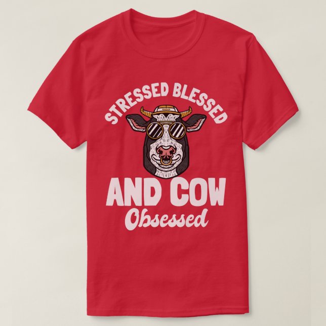 T-shirt Fermier Obsédé De Vache Et Béni De Stress (Design devant)