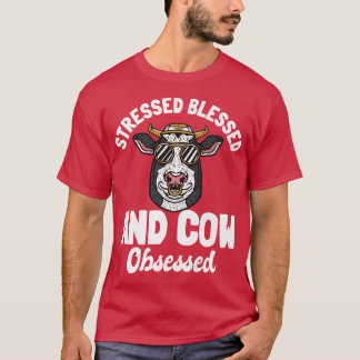 T-shirt Fermier Obsédé De Vache Et Béni De Stress