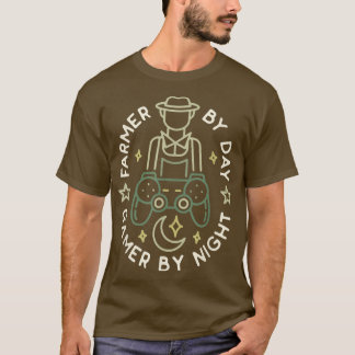 T-shirt Fermier par jour Joueur par nuit Famille Fermier e