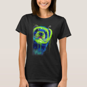 T-shirt Ferret Graphiques Visage Main Drag Splash Art Ferr