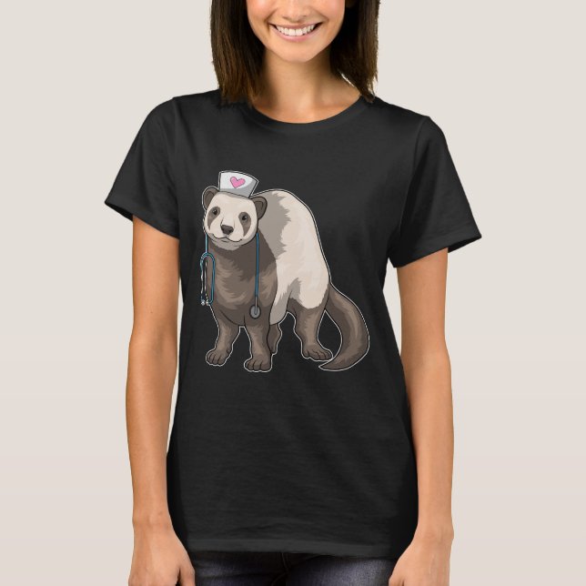 T-shirt Ferret Nurse Stethoscope (Devant)