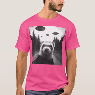 T-shirt Ferret Selfie Avec Alien Ufo Dons Drôle Pour Homme