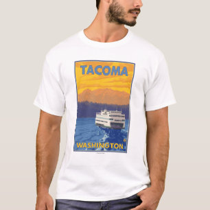 T-shirt Ferry et montagnes - Tacoma, Washington