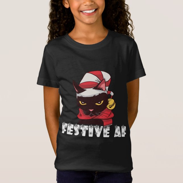 T-Shirt Festif amusant AF Noël Chat Feline Meowy laide X (Devant)