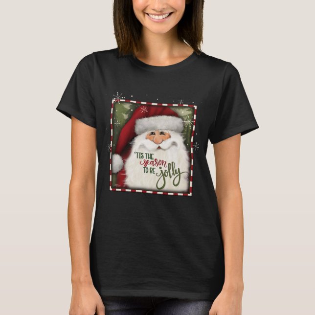 T-shirt Festif Père Noël Joyeux Joyeux Noël (Devant)