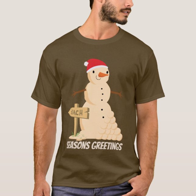 T-shirt Festif plage de Noël et bonhomme de neige (Devant)