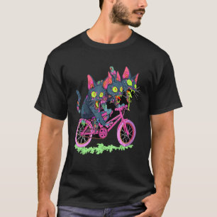 T-shirt Festival Psychedélique de Chat Zombie Cycliste Rav