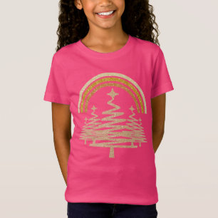 T-Shirt Festive Arbres à sapins étincelants Arc-en-ciel