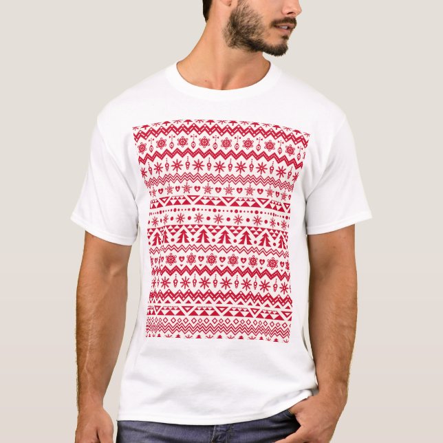 T-shirt Festive Noël sans couture motif. (Devant)