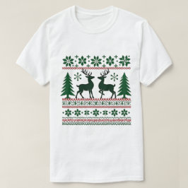 T-shirt Festive Nordic Reindeer Pattern Men's Christmas 