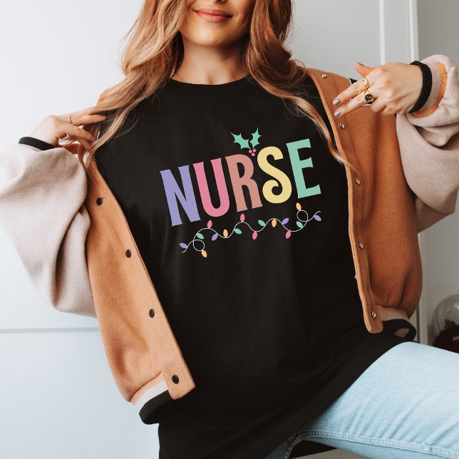 T-shirt Festive Nurse Lights Christmas Cute  T Shirt (Créateur téléchargé)
