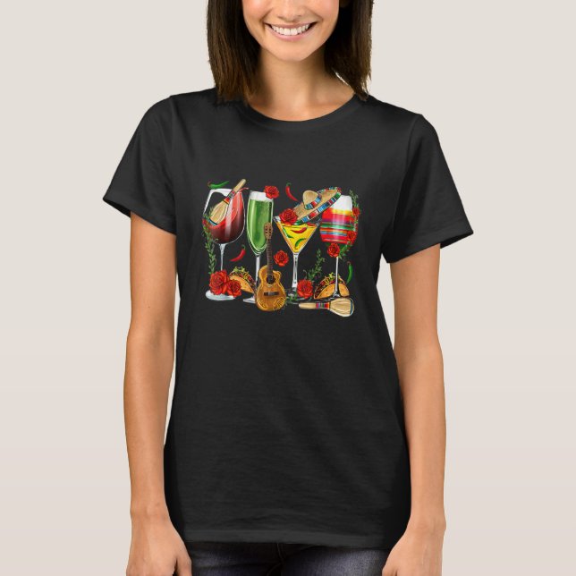 T-shirt Festive Party With Glasses Of Tropical Fruit Wine (Devant)