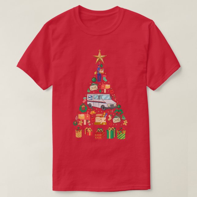 T-shirt Festive Postman Xmas Tree Design (Design devant)