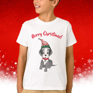 T-shirt Festive Schnauzer Puppy Joyeux Noël