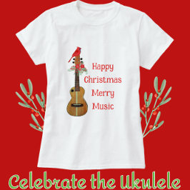 T-shirt Festive Ukulele Joyeux Noël Musique Merry
